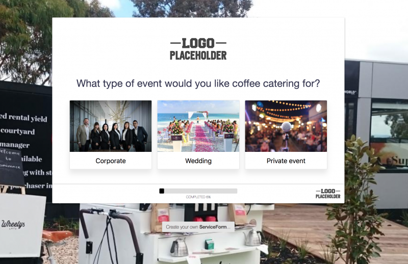 Coffee Catering / Coffee Cart Booking Software & Form Template